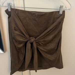 Green Velvet Mini Skirt